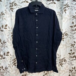 Suitsupply Linen Button Down Shirt Leggiuno Italian Fabric Size 43/44 17/17.5